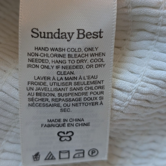 Aritzia Sunday Best Sinatra Blouse Coquette White Ruched Puff Sleeves Women's L - Picture 5 of 13